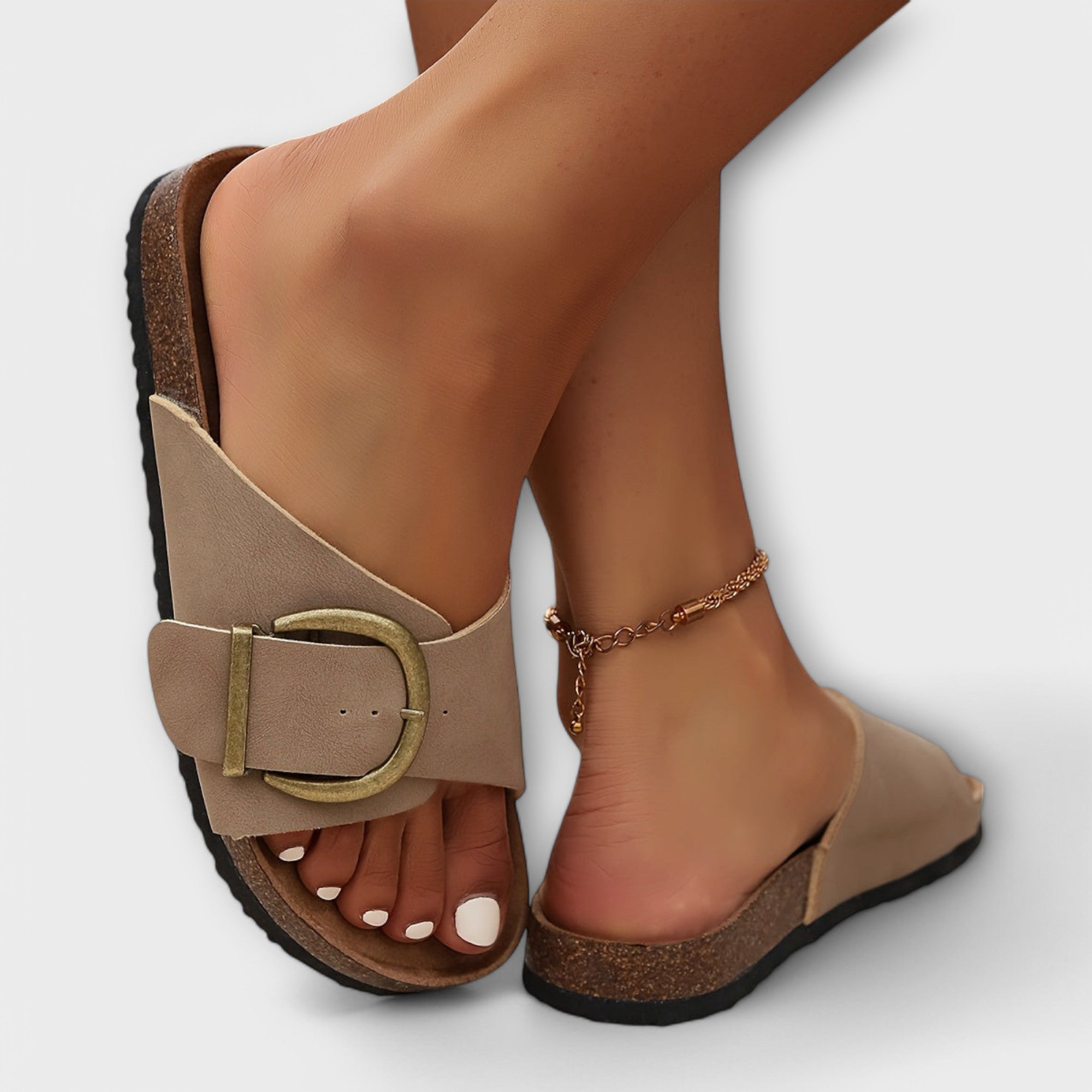 Margarida - Sandalias de corcho para mujer con diseño de hebilla