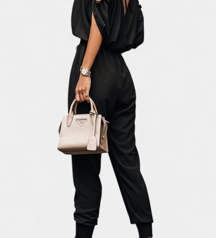 Solene | Mono Casual con Hombros Descubiertos y Cintura Elástica