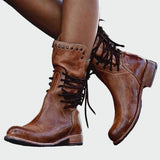 Botines de piel con cordones