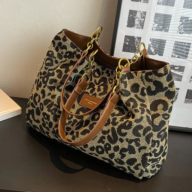 Leopardo - Bolso de Mano con Estampado de Leopardo