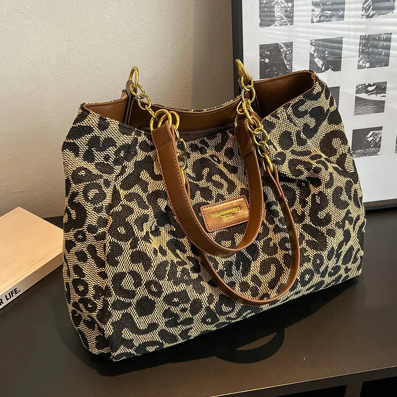 Leopardo - Bolso de Mano con Estampado de Leopardo