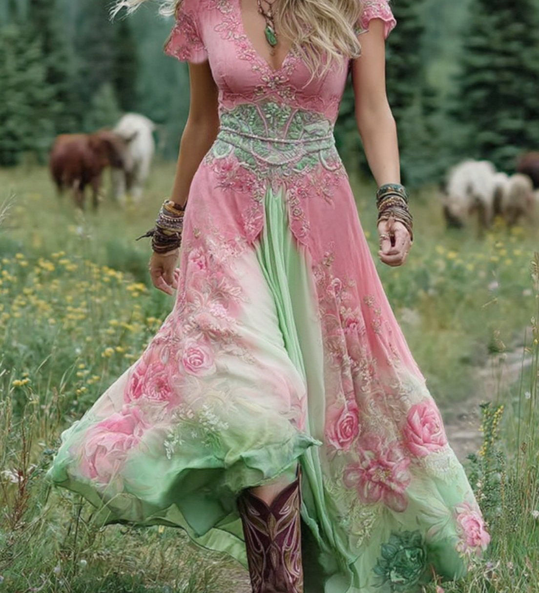 Serena - Vestido Maxi Corto Floral