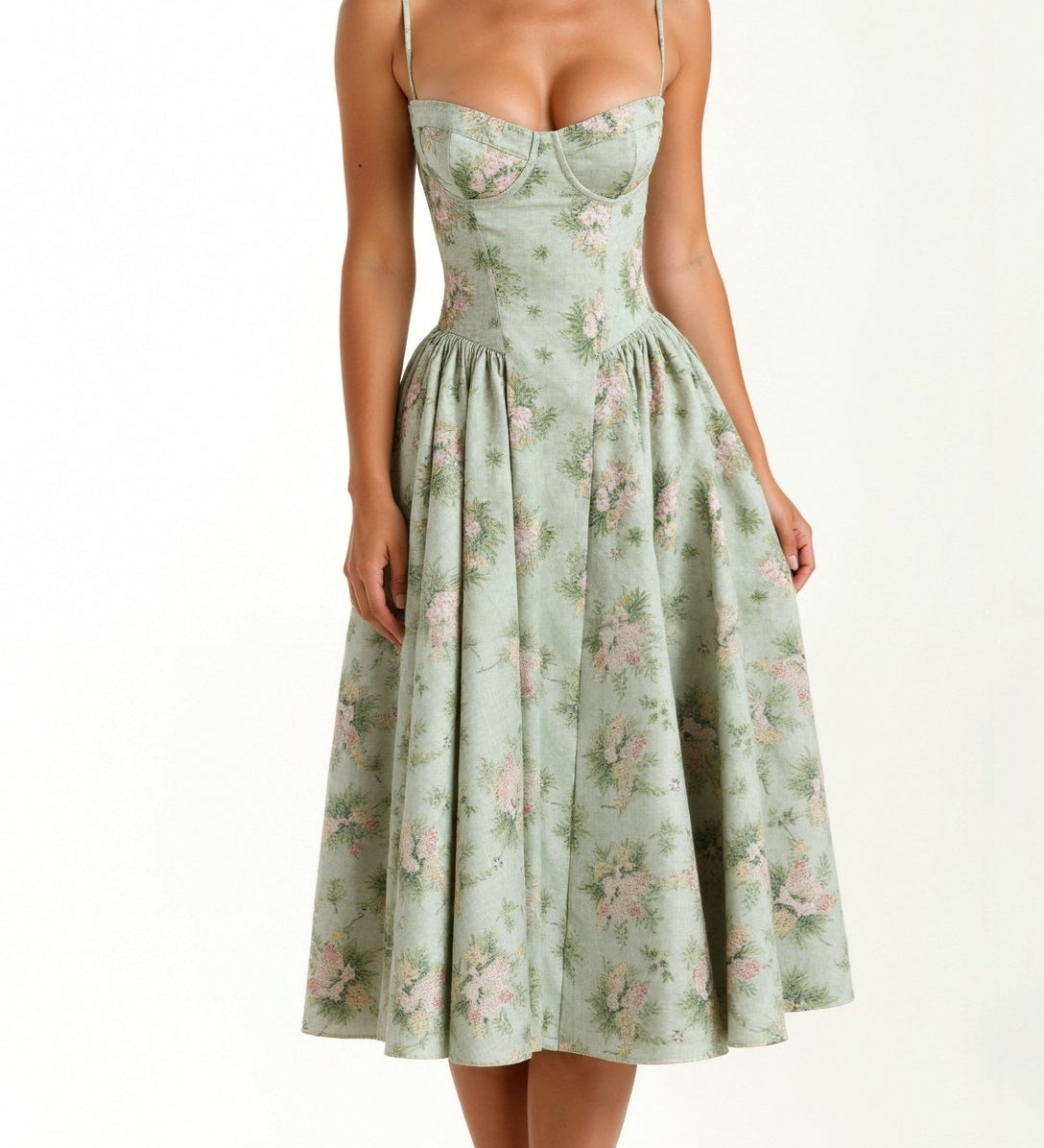 Odete - Vestido midi con corsé estructurado
