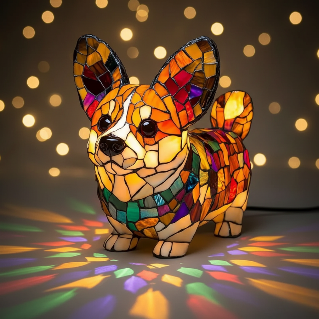 Corgi - Lámpara de vitral