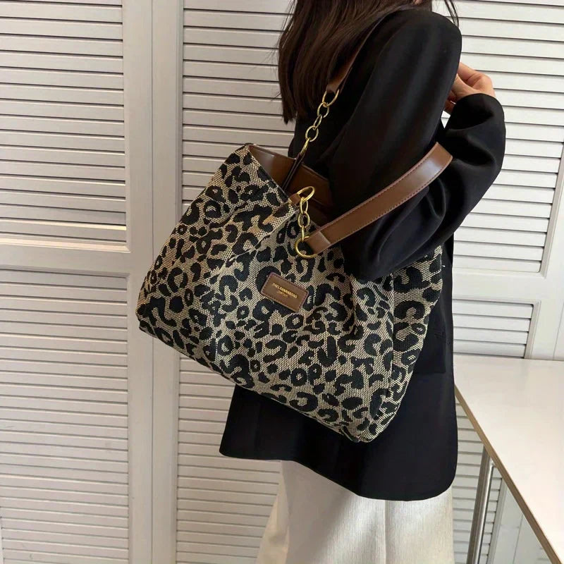 Leopardo - Bolso de Mano con Estampado de Leopardo