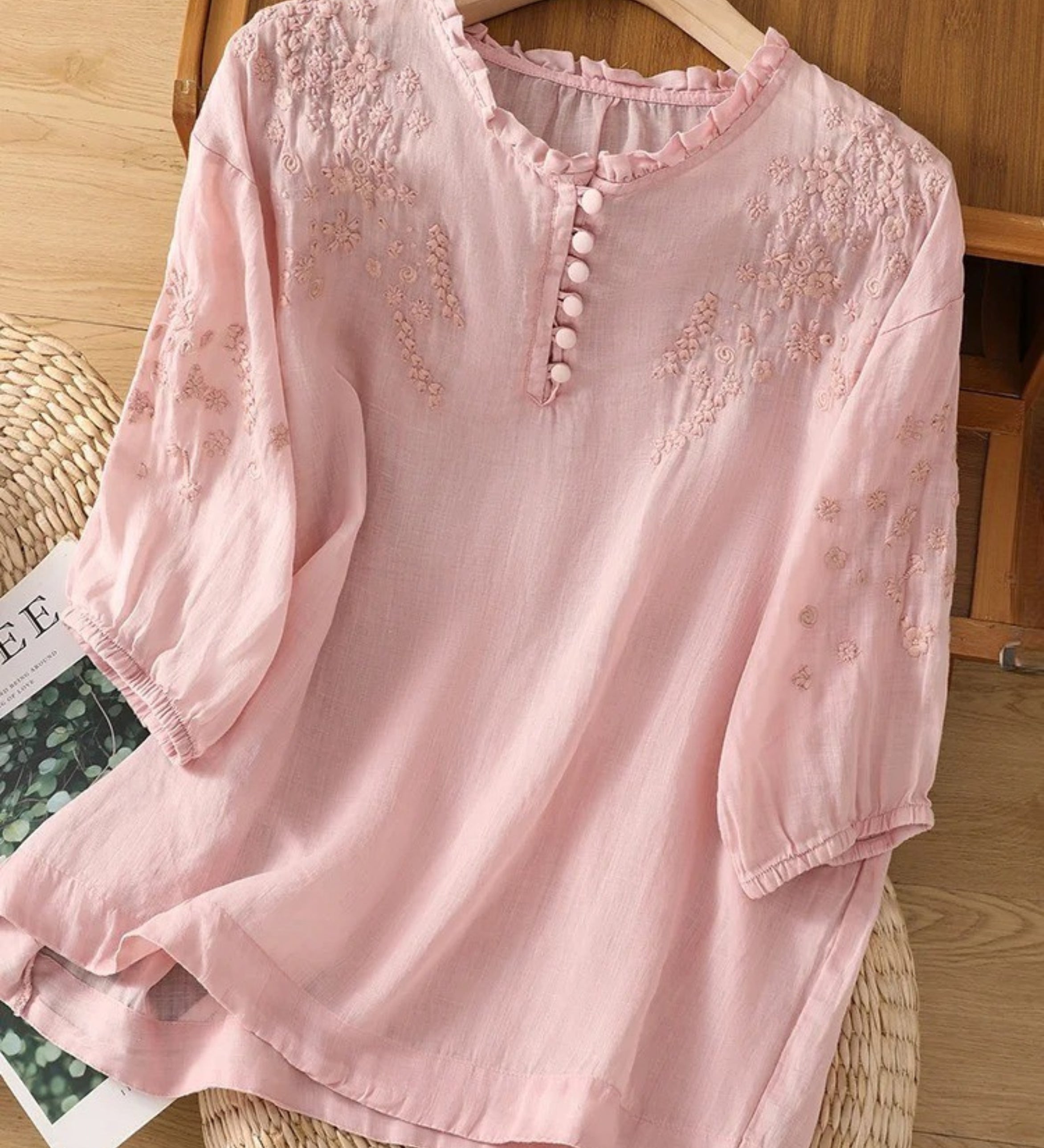 Cassiana - Blusa de Algodón y Lino