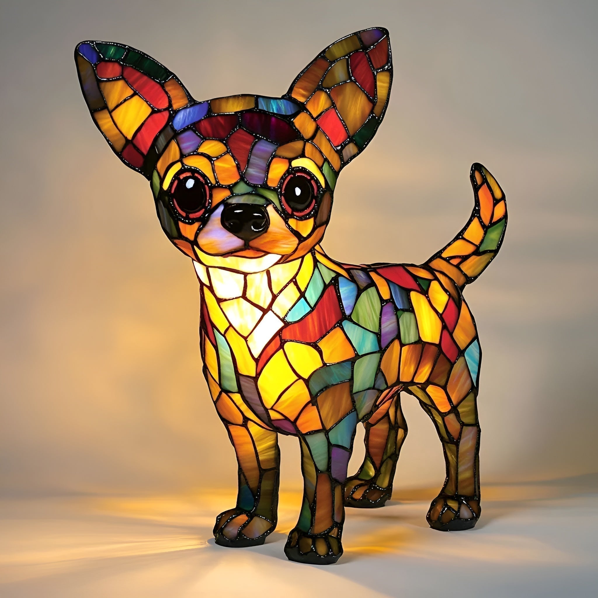 Chihuahua - Lámpara de vitral