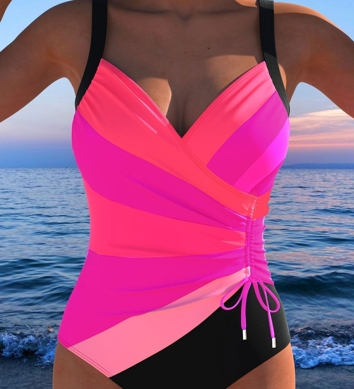 Mercedes | Traje de baño de lujo con escote cruzado y estampado multicolor