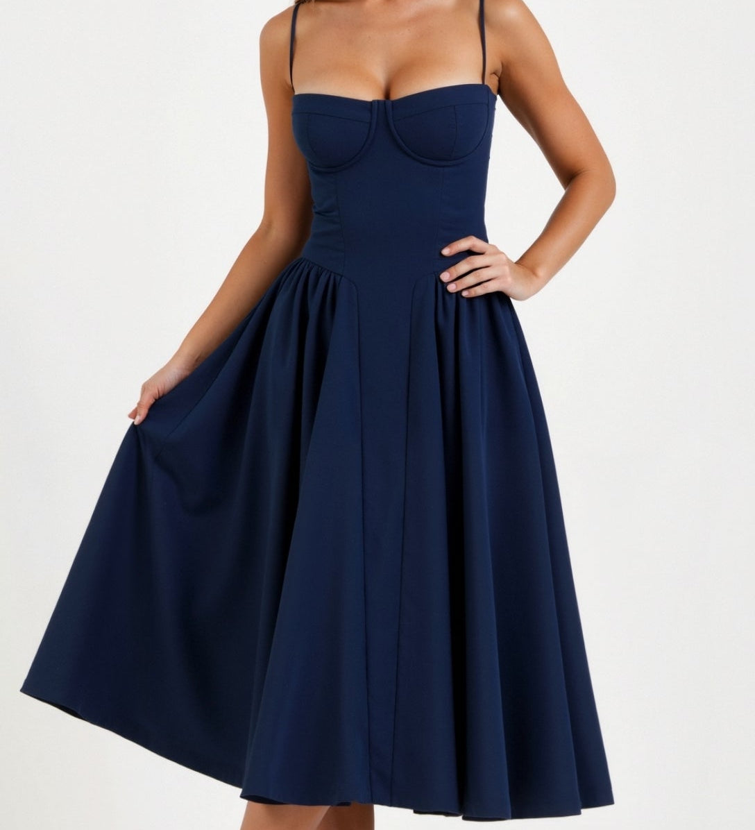 Odete - Vestido midi con corsé estructurado