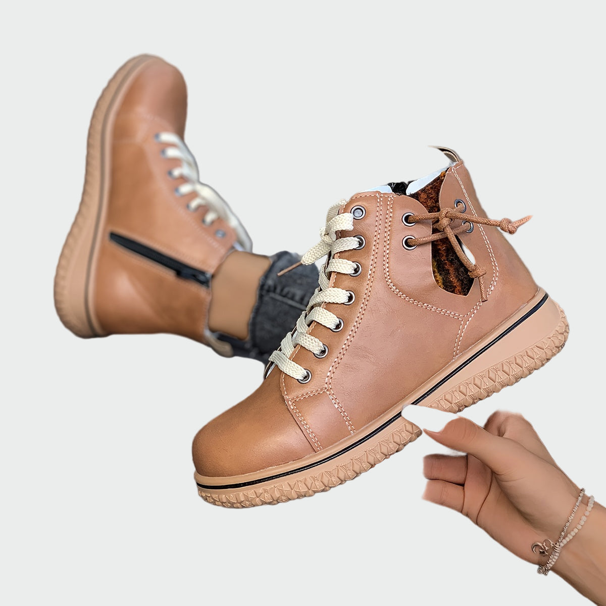 Botas ortopédicas de cuero de caña baja