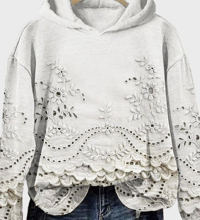 Sudadera con Capucha de Encaje