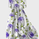 Vestido Floral en Color Lavanda