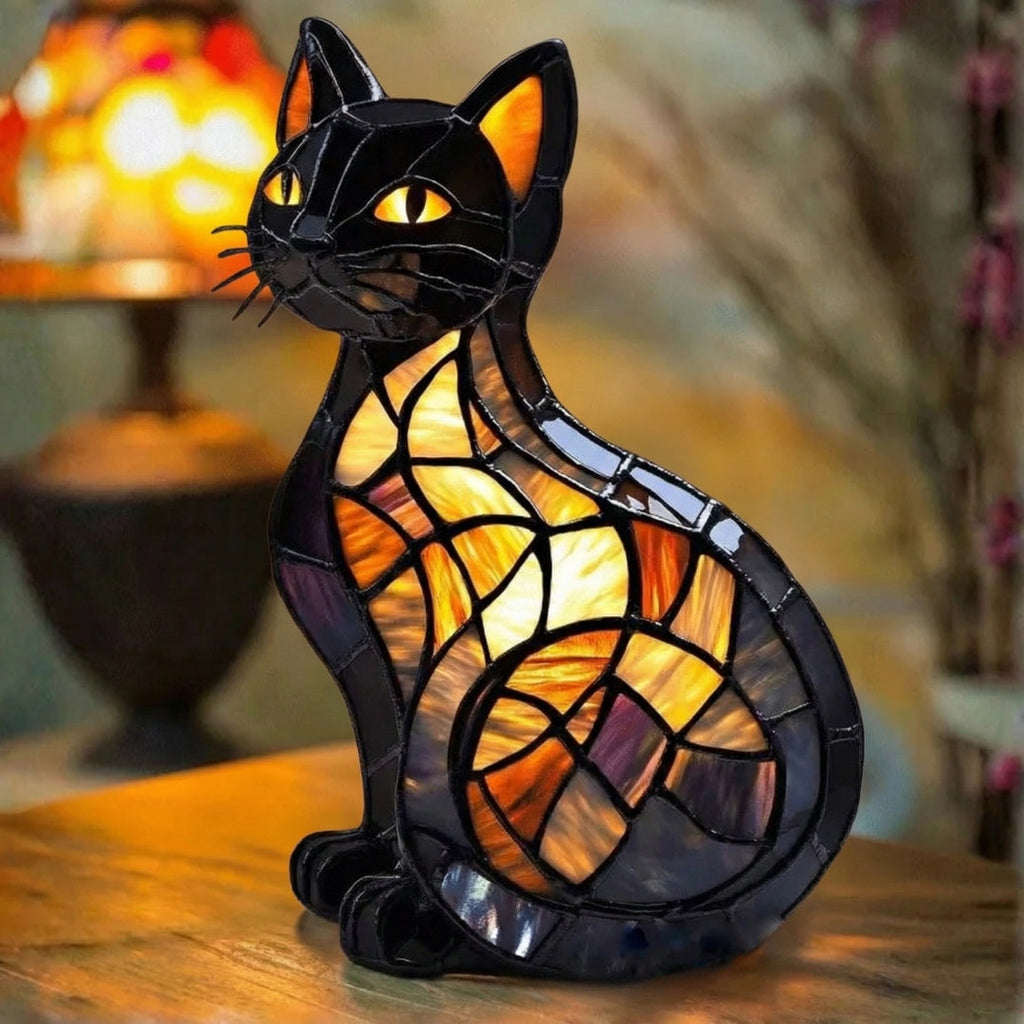 Gato Brilhante - Lámpara de Vitral