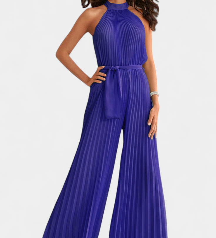 Patrizia | Mono Palazzo Plisado con Cuello Halter