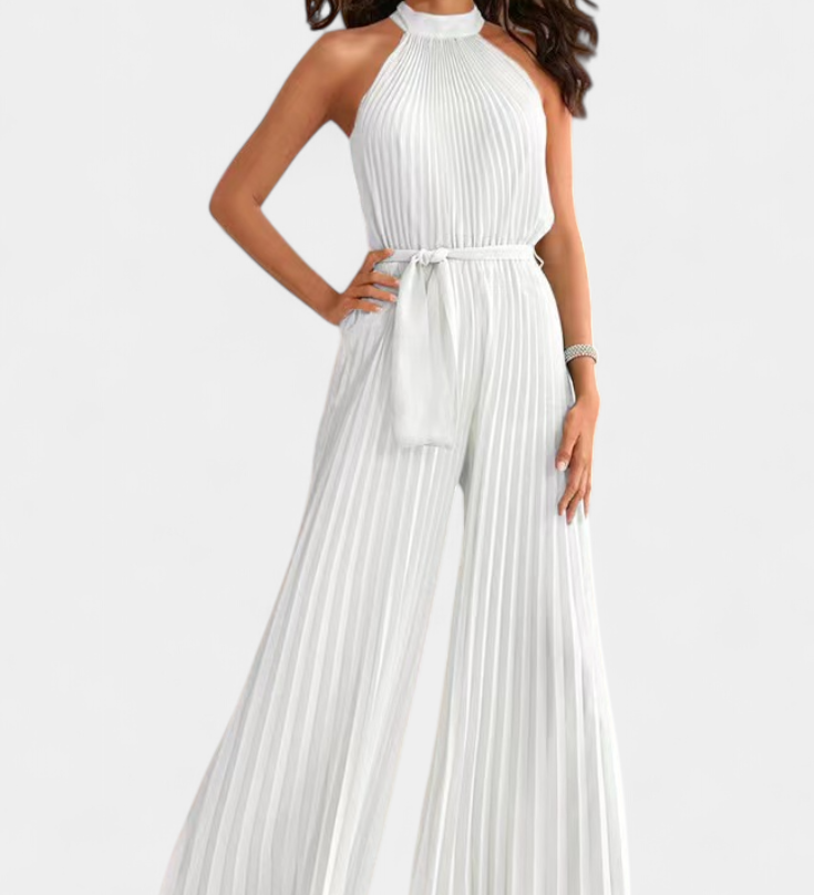 Patrizia | Mono Palazzo Plisado con Cuello Halter