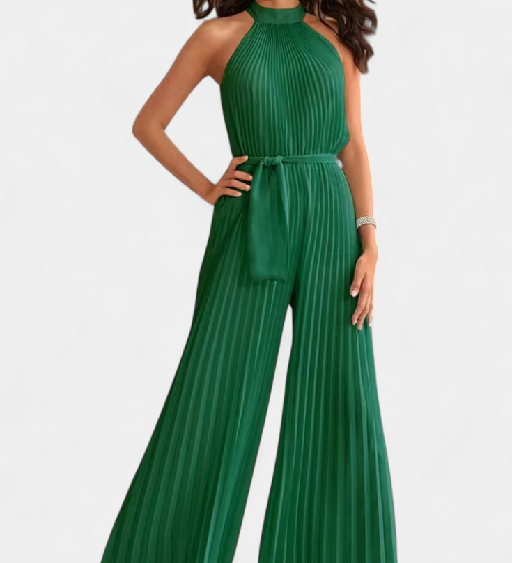 Patrizia | Mono Palazzo Plisado con Cuello Halter