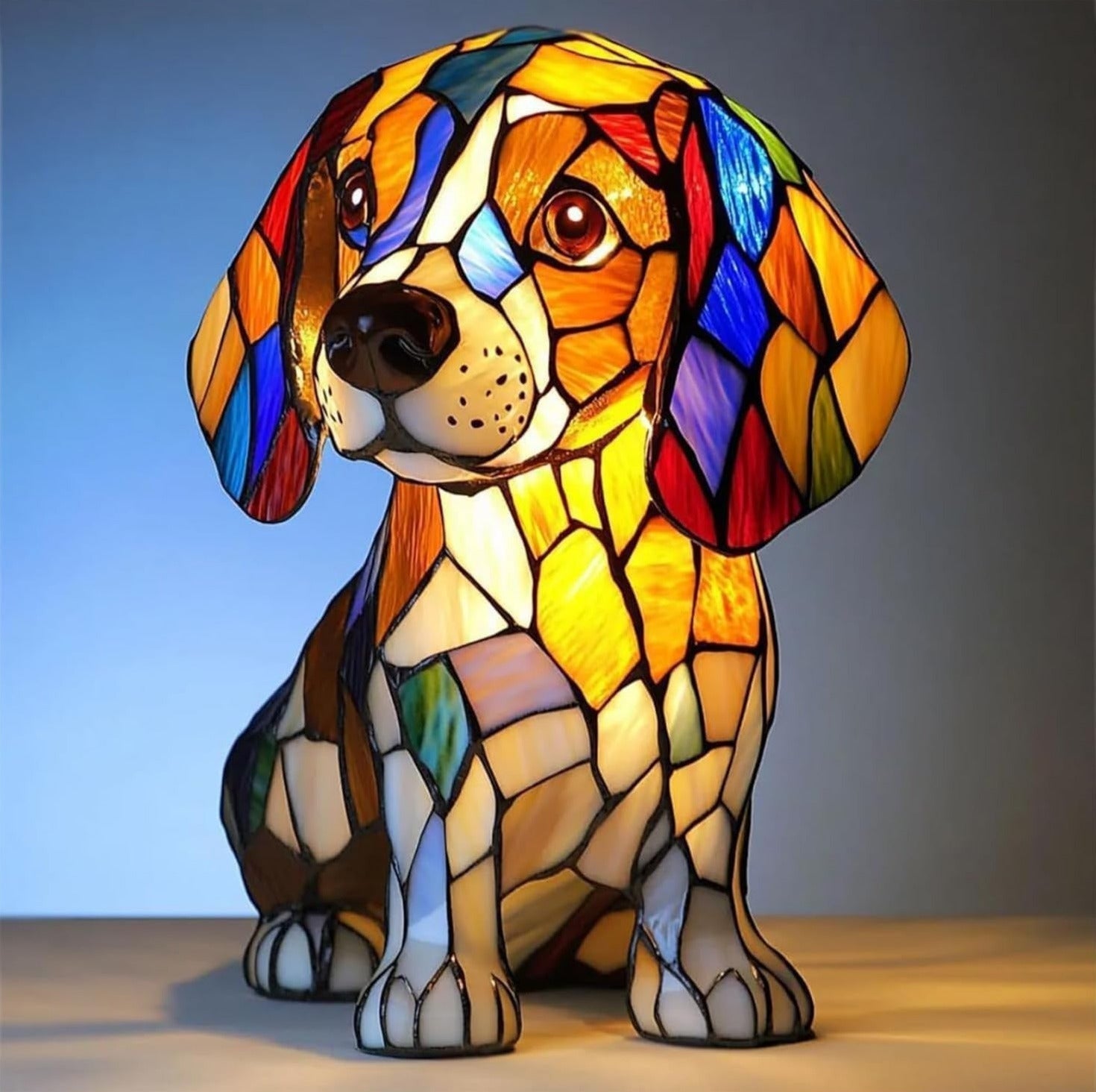 Cachorro - Lámpara de vitral