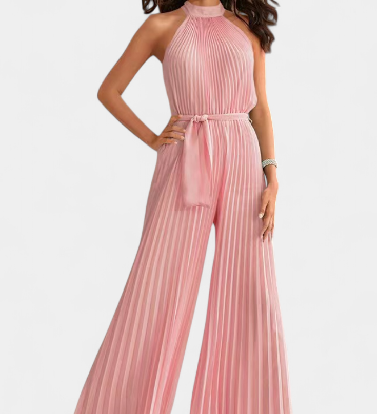 Patrizia | Mono Palazzo Plisado con Cuello Halter