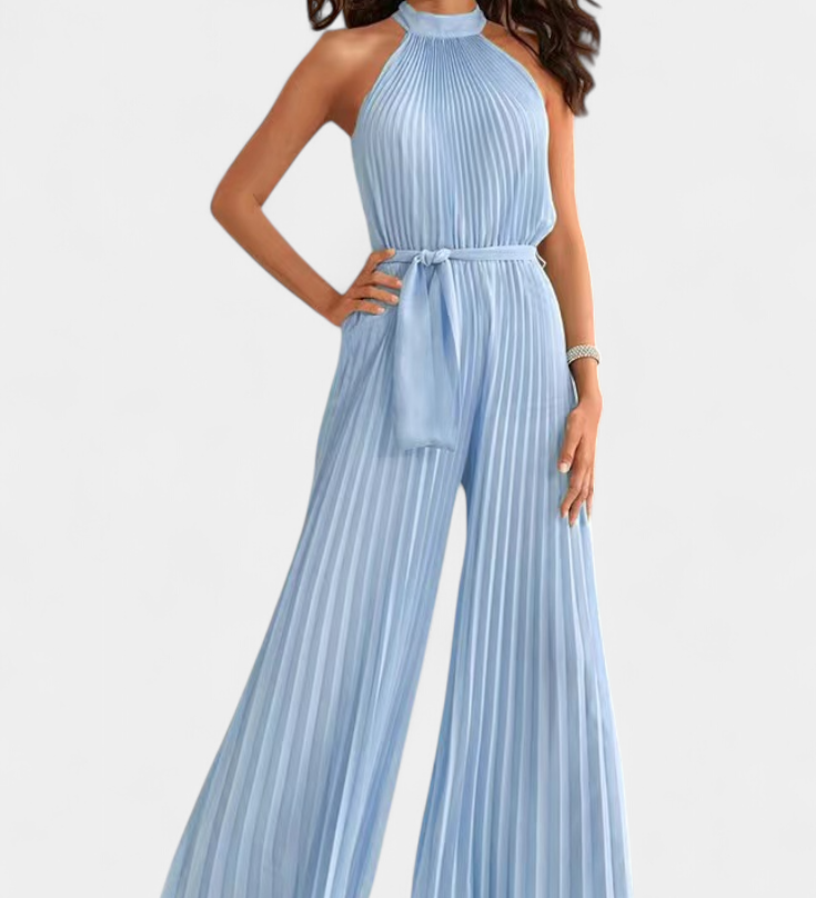 Patrizia | Mono Palazzo Plisado con Cuello Halter
