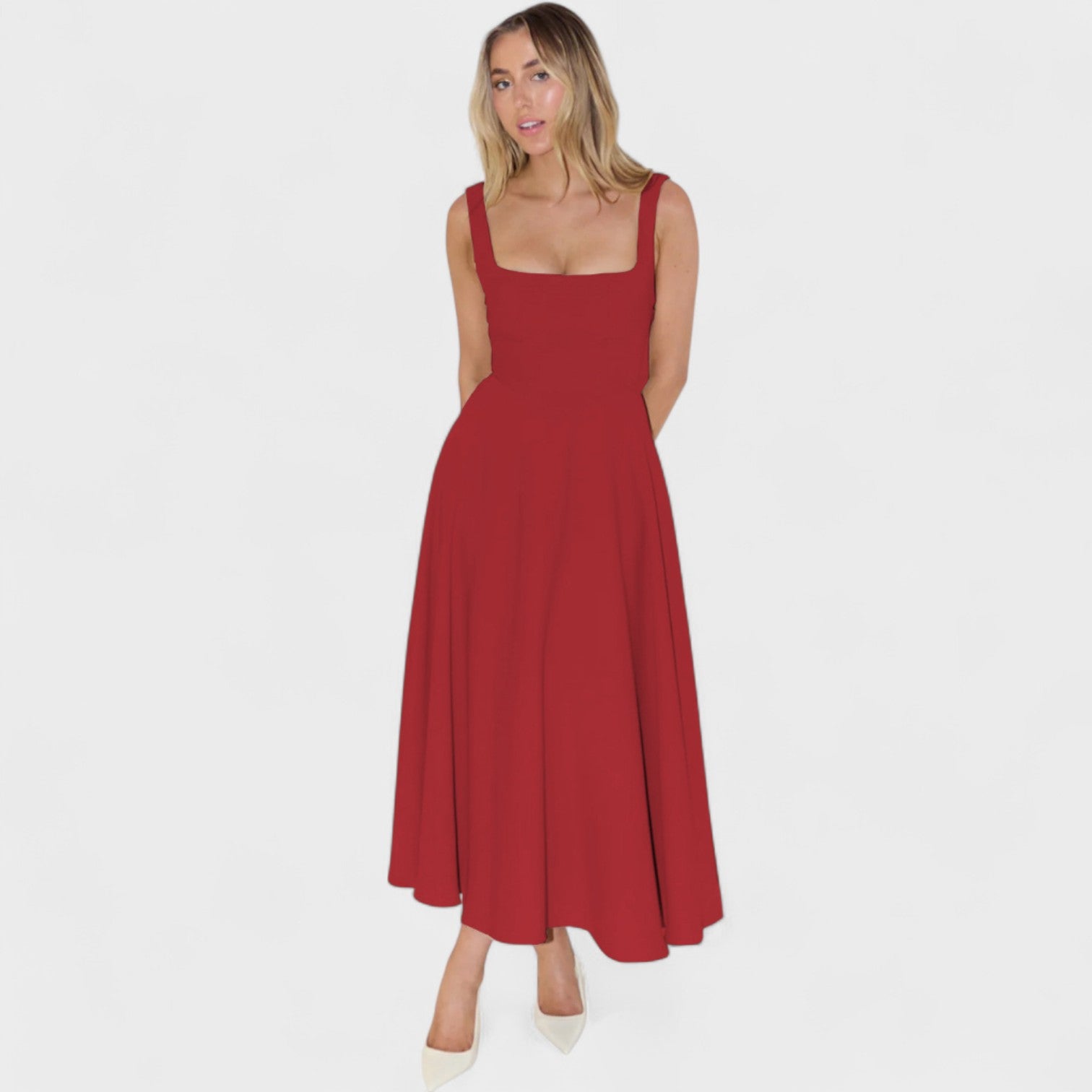 Maribel - Vestido Midi de escote cuadrado