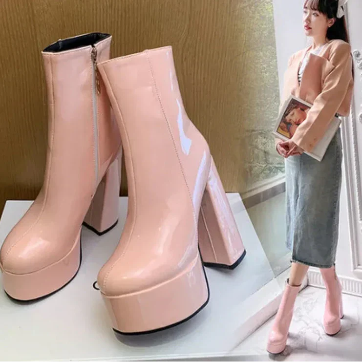 Carina - Botas con plataforma súper alta con encanto y confianza