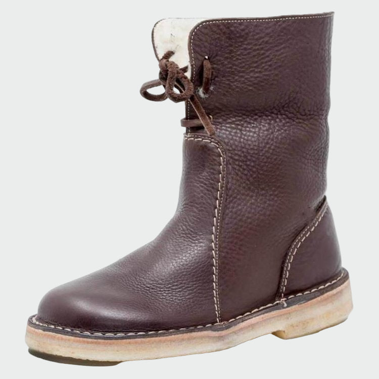 Botines de cuero impermeables con forro de lana