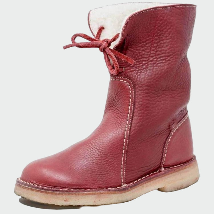 Botines de cuero impermeables con forro de lana