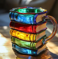 Iara - Taza artesanal colorida en forma de libro