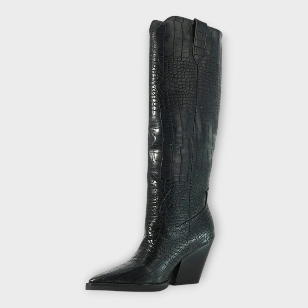 Botas con Diseño Croco y Tacón Elegante