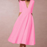 Laura | Vestido Midi Femenino Con Corte En A, Escote En V