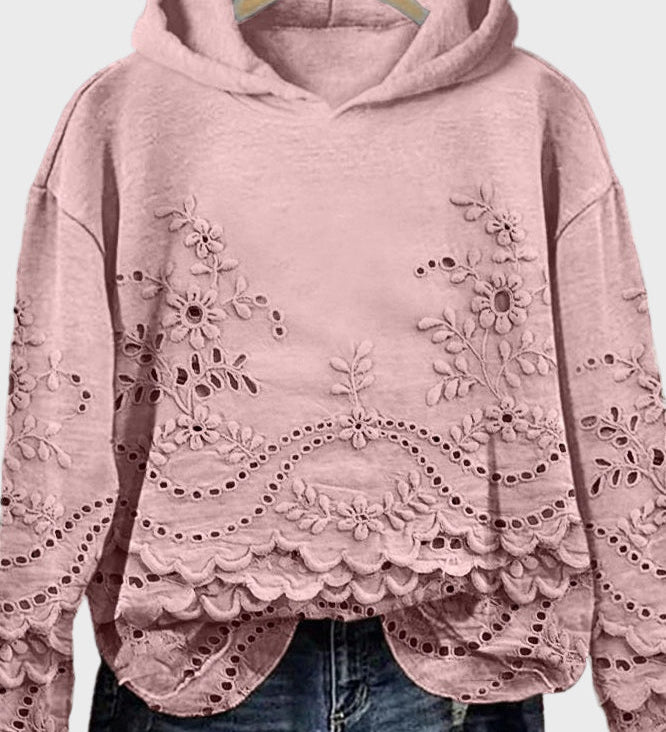 Sudadera con Capucha de Encaje