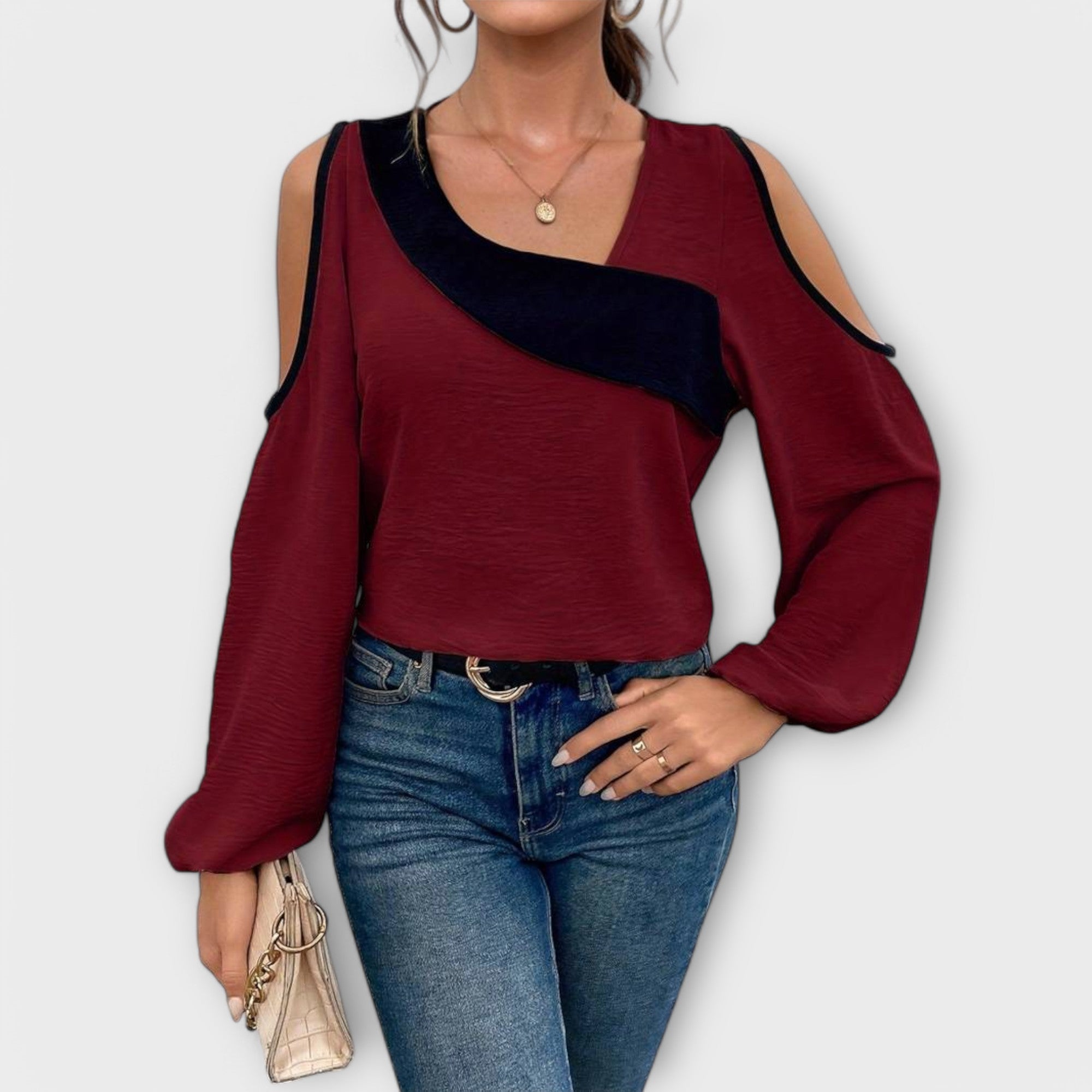 Escarlata - Blusa con escote cuadrado