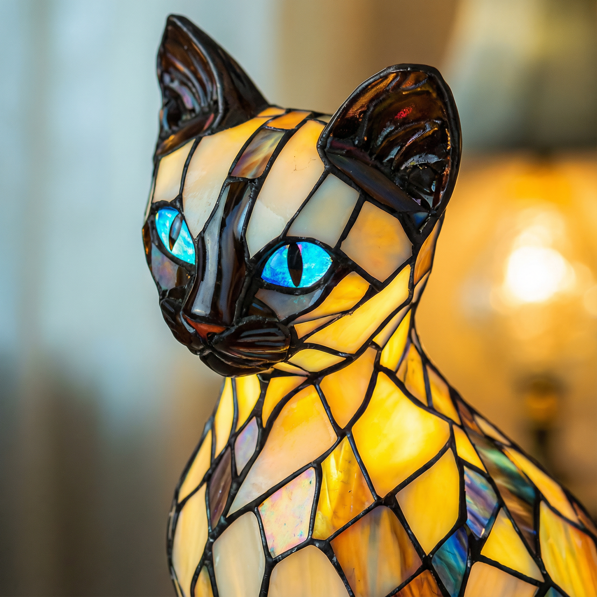 Gato Místico - Lámpara de Vitral