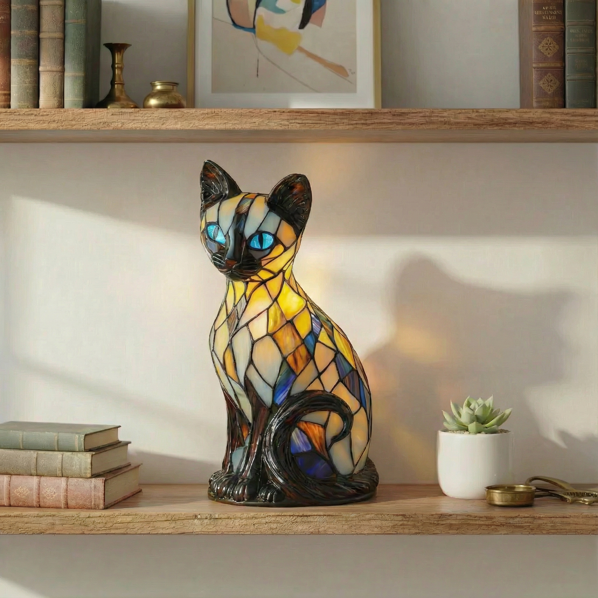 Gato Místico - Lámpara de Vitral