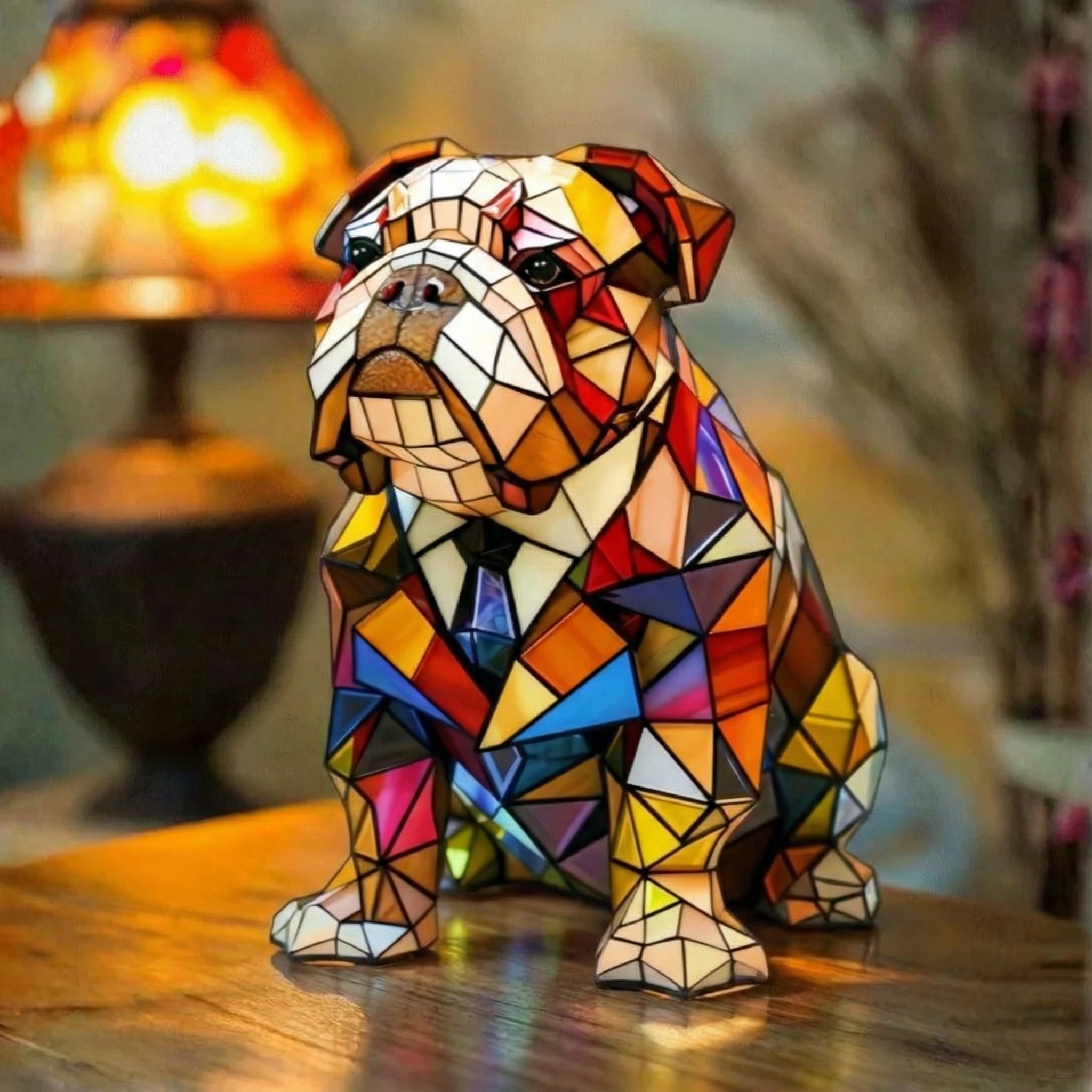 Bulldog - Lámpara de vitral