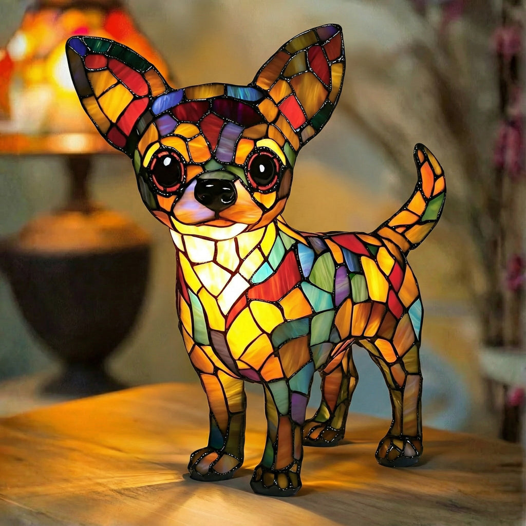 Chihuahua - Lámpara de vitral