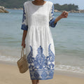 Bianca - Vestido Maxi de Cuello Redondo con Estampado