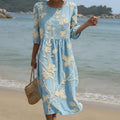 Cátia - Vestido Midi con Estampado de Plantas y Flores