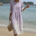 Carla - Vestido Maxi de Cuello Redondo con Estampado