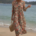 Sara - Vestido Maxi de Cuello Redondo con Estampado