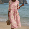 Paula - Vestido Midi con Estampado de Plantas y Flores