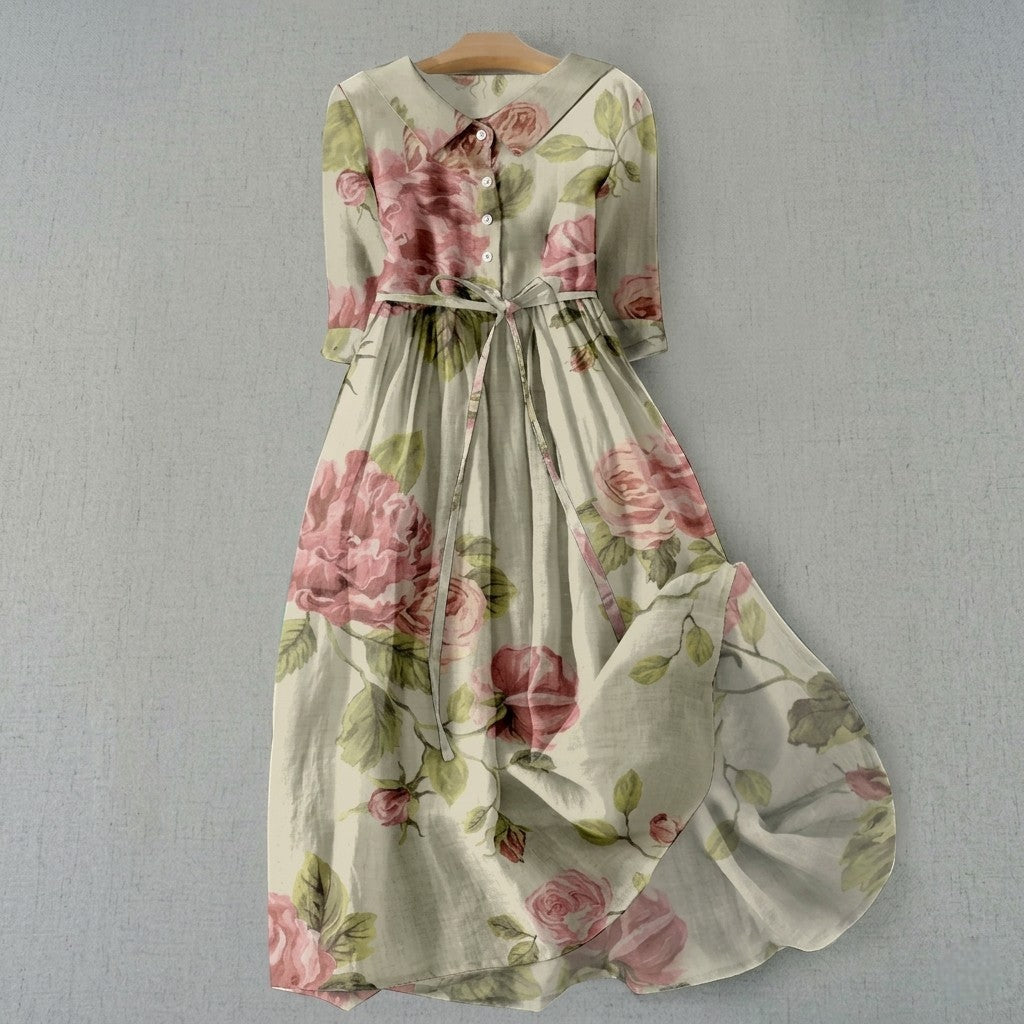 Mercedes - Vestido Ajustable de Estampado Floral Vintage